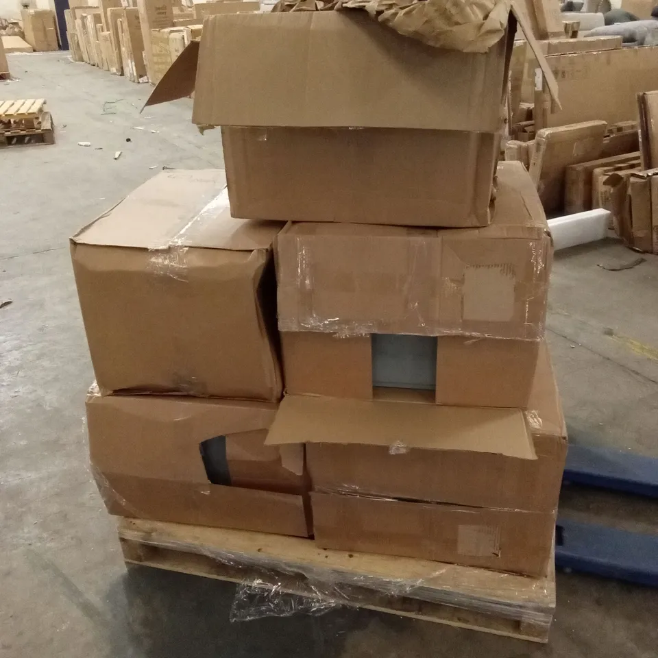 PALLET OF ASSORTED STORAGE BOXES AND PLASTIC TOTES ETC