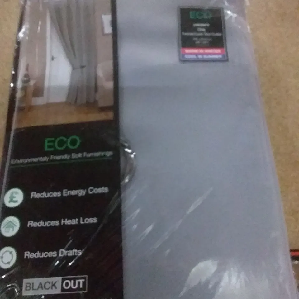 TIGGS EYELET ROOM DARKENING THERMAL DOOR CURTAIN COLOUR: GREY SIZE: 114 X 213CM