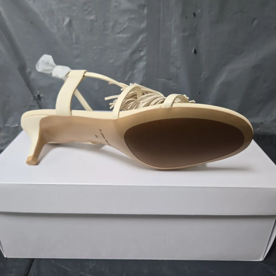 BOXED PAIR OF & OTHER STORIES TANNED LEATHER OPEN TOE HEELS IN CREAM - SIZE 40