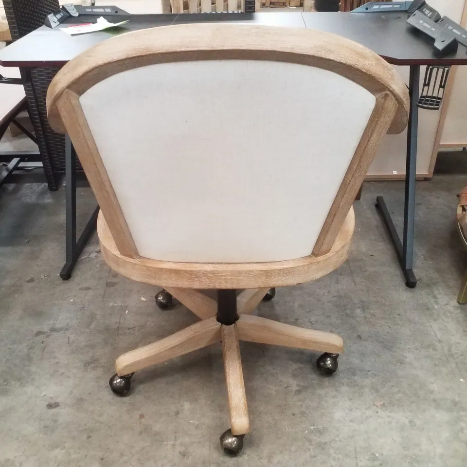 XAVER SWIVEL BARREL TASK CHAIR WITH RATTAN ARMS - IVORY 