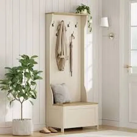 BOXED ASH HALL COAT STAND WITH SHOE STORAGE 