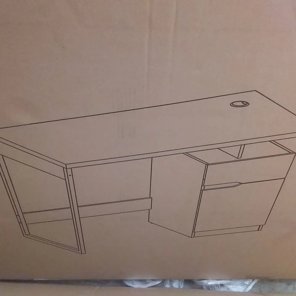 BOXED DESK WITH STORAGE IN WHITE GLOSS- W190 X D59 X H76.5 CM 