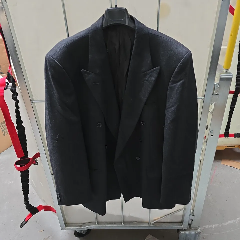 MARKS & SPENCER CHARCOAL WOOL-BLEND DOUBLE-BREASTED BLAZER, UK 48 LONG