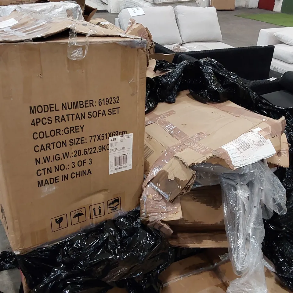 PALLET OF ASSORTED GARDEN FURNITURE PARTS