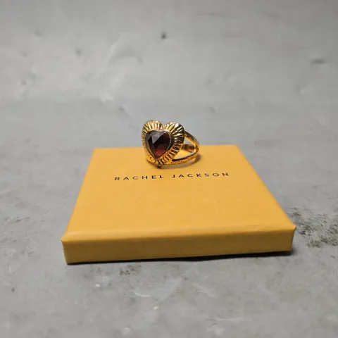 RACHEL JACKSON LONDON ELECTIC LOVE STATEMENT GARNET HEART RING - SIZE SMALL