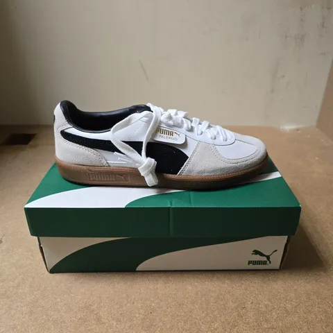 PUMA PALERMO LTH SNEAKERS - WHITE/GREY SUEDE, GUM SOLE, UK 6.5