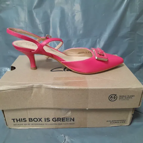 CLARKS SLINGBACK POINTED TOE LEATHER SANDALS BRIGHT PINK SIZE 6