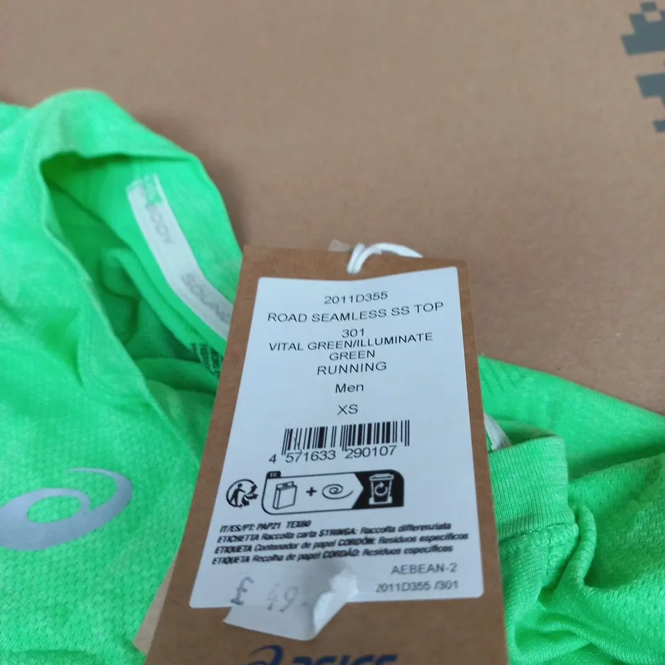 ASICS ROAD SEAMLESS SS TOP – MEN’S XS – VITAL GREEN/ILLUMINATE GREEN