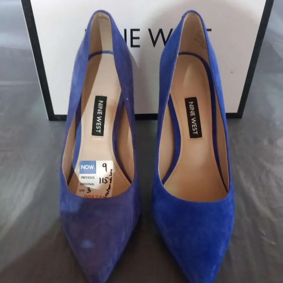 BOXED NINE WEST TATIANA BLUE SUEDE SHOES SIZE 3