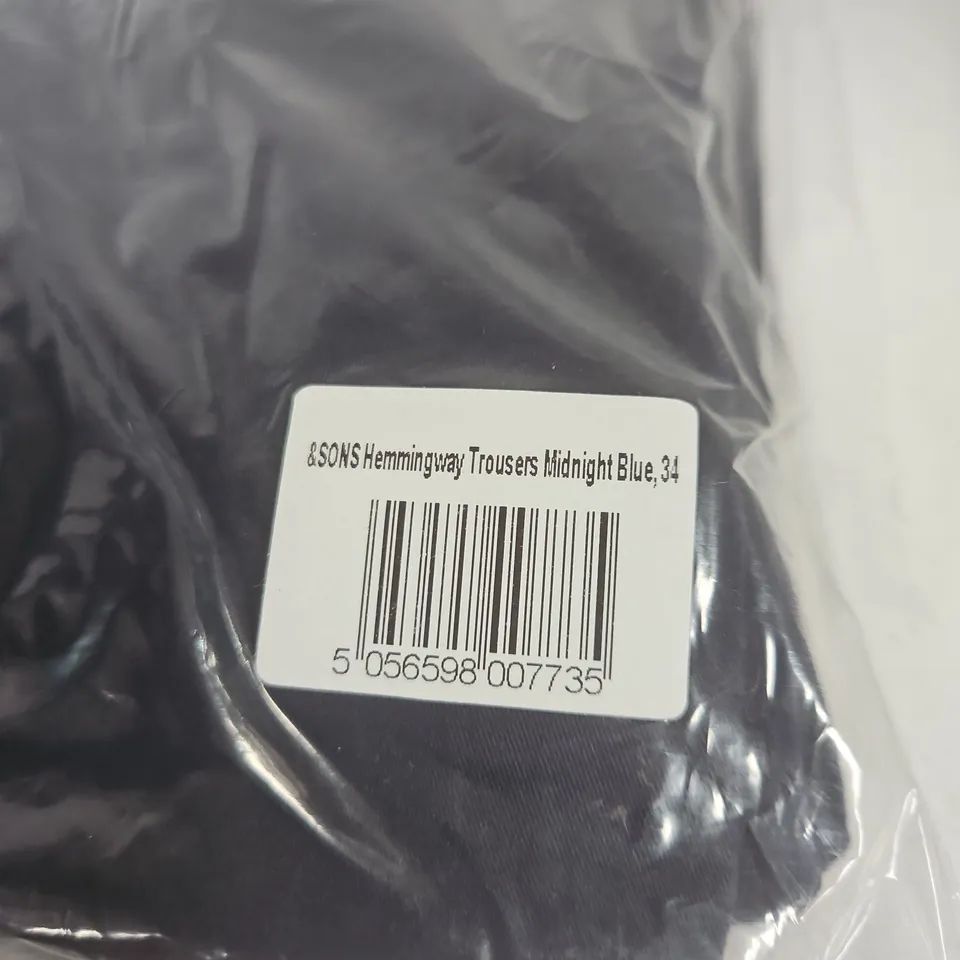 &SONS HEMINGWAY TROUSERS – MIDNIGHT BLUE, UK 34