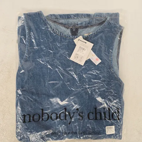 BAGGED NOBODY'S CHILD IZZIE PINNY DENIM DRESS IN BLUE SIZE UK 8