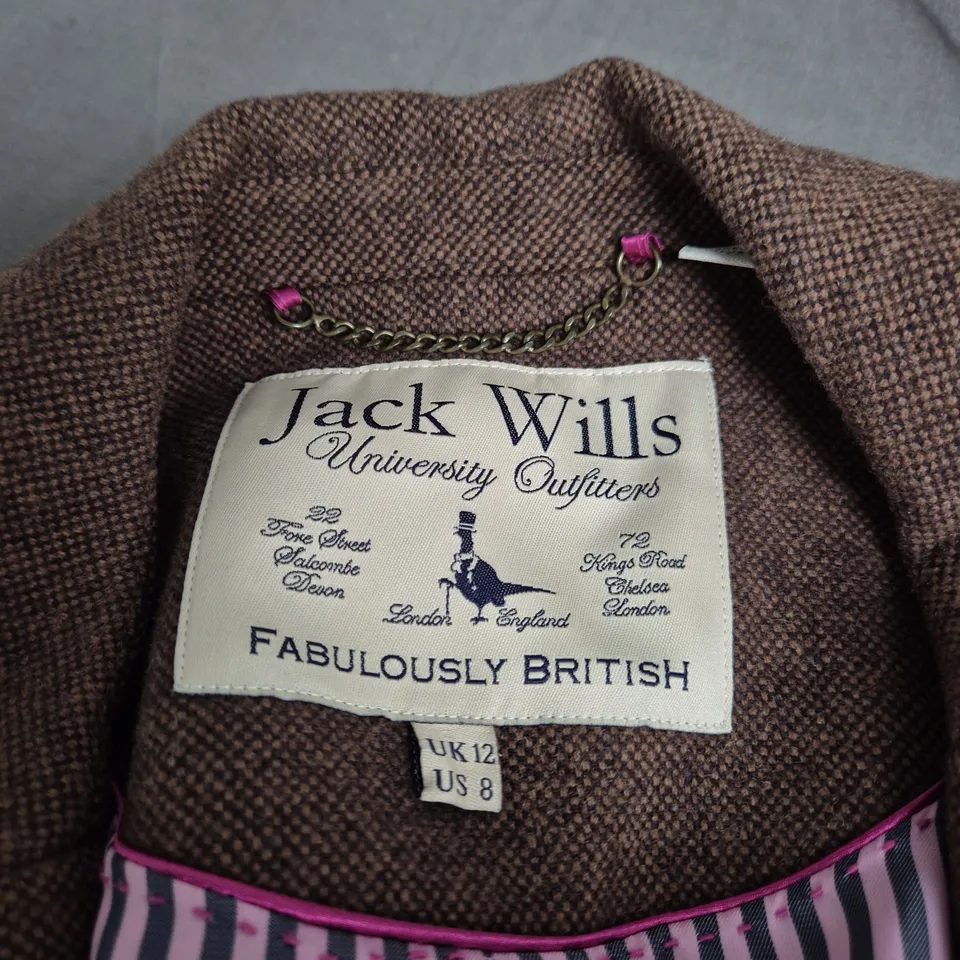 JACK WILLS WOOL-BLEND JACKET IN BROWN – UK12 (WOMEN'S)