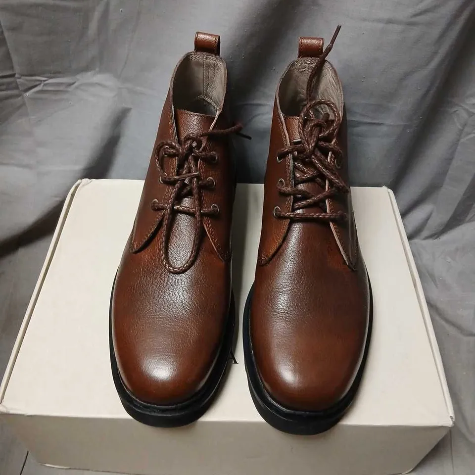 ALLSAINTS CHESTNUT LEATHER MID BOOTS, UK 7 (US 8 / EU 41)