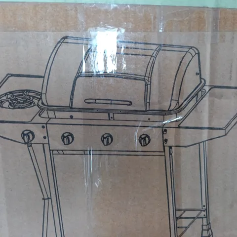 BOXED 3-BURNER GAS BBQ WITH SIDE BURNER