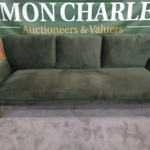 DESIGNER GREEN FABRIC THREE SEATER SOFA