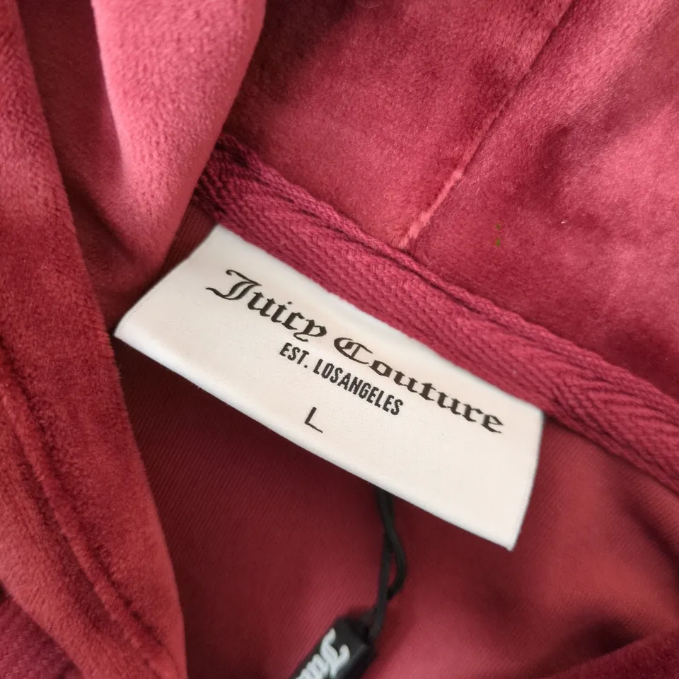 JUICY COUTURE MADISON OUTLINE HOODIE IN CABERNET - LARGE