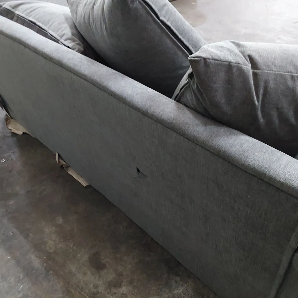 DESIGNER DURY THREE SEATER SOFA WITH SCATTER CUSHIONS GREY FABRIC 