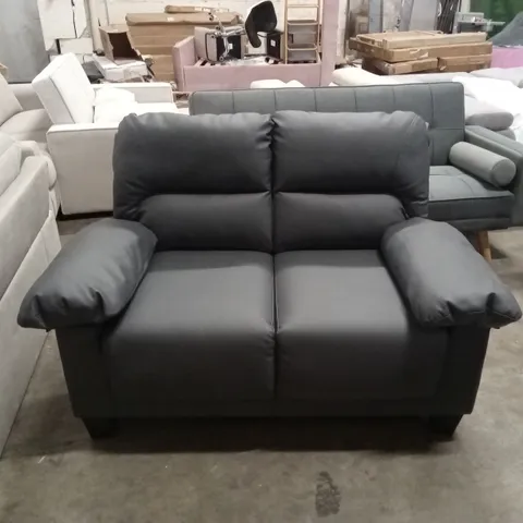 KENTON SMALL 2 SEATER SOFA, GREY PREMIUM FAUX LEATHER