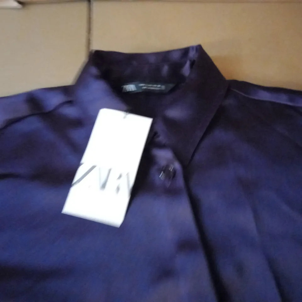 ZARA PURPLE SATIN BLOUSE - EUR L