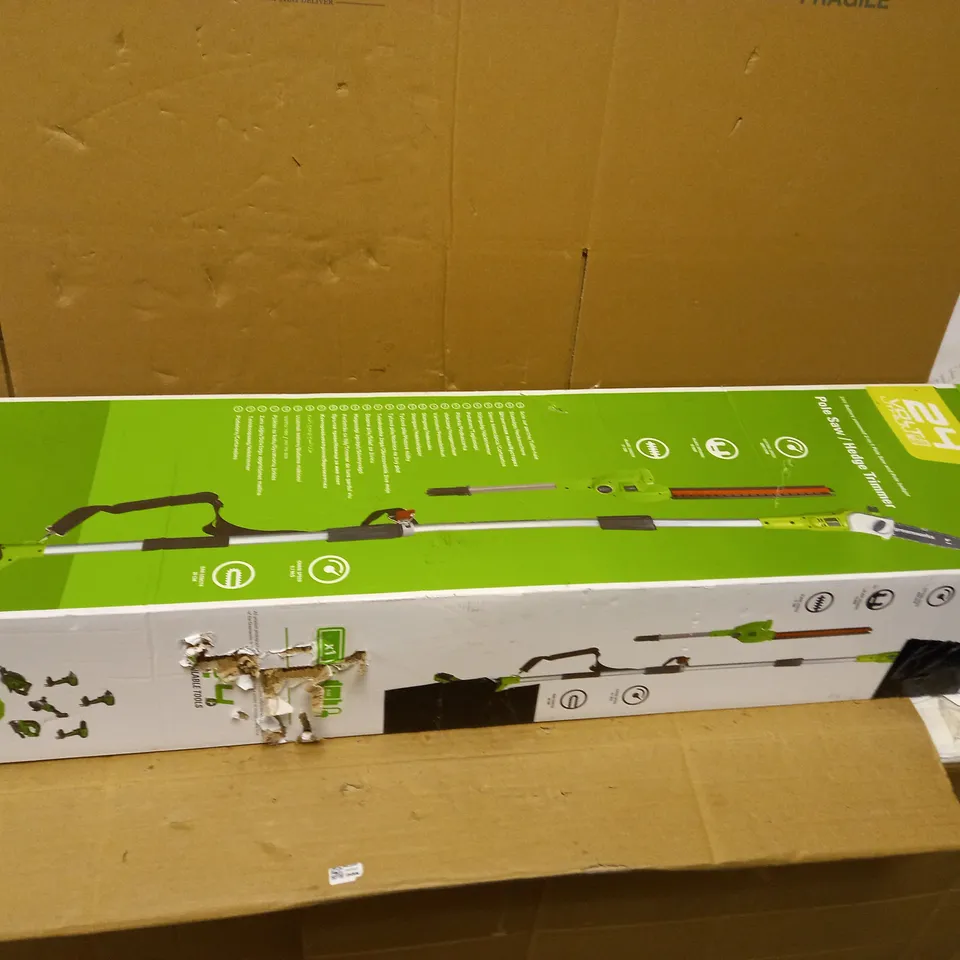 GREENWORKS TOOLS BATTERY-POWERED POLE MOUNTED PRUNER AND HEDGE TRIMMER - COLLECTION ONLY