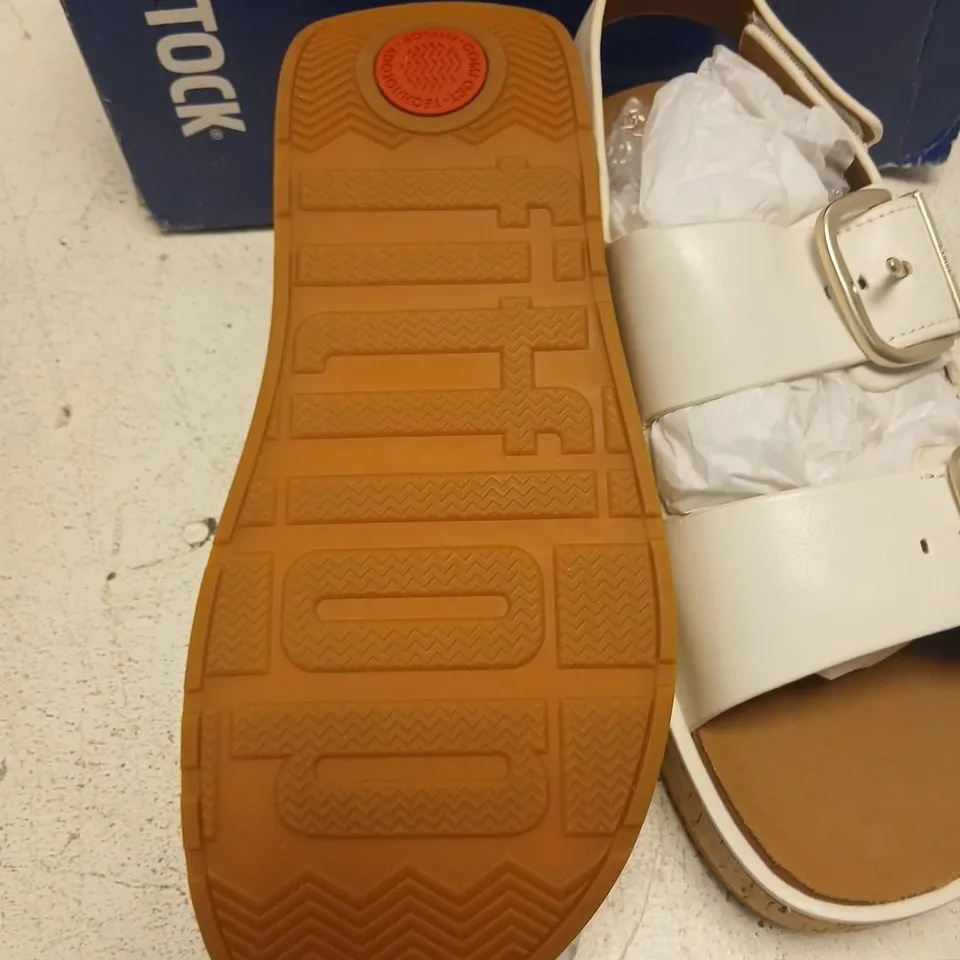 FITFLIP WHITE LEATHER CORK SLINGBACK SANDALS SIZE 6