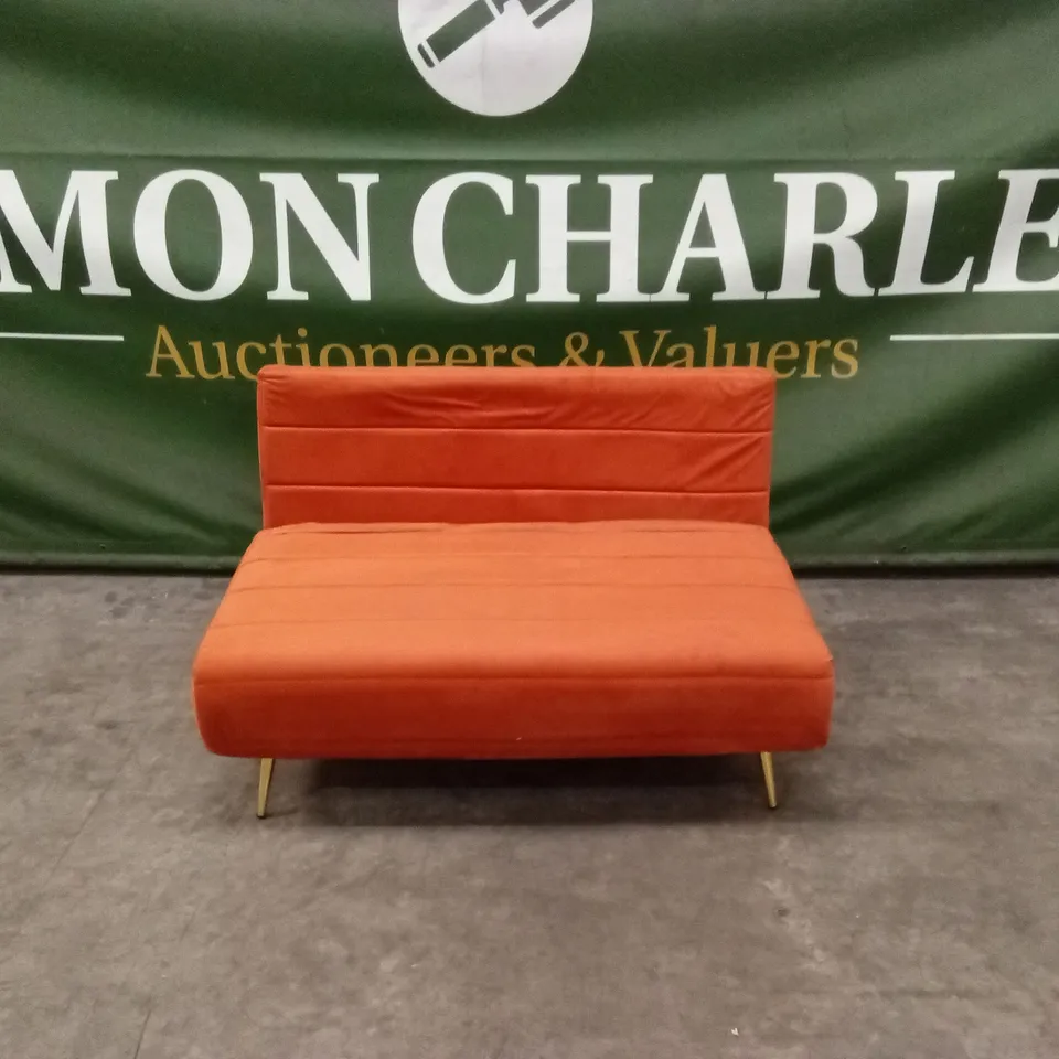 GUILLE 2 SEATER SOFA BED - VELVET ORANGE