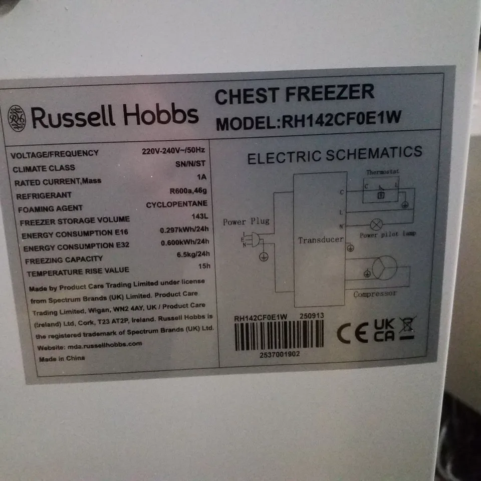RUSSELL HOBBS RH142CF0E1W CHEST FREEZER - WHITE
