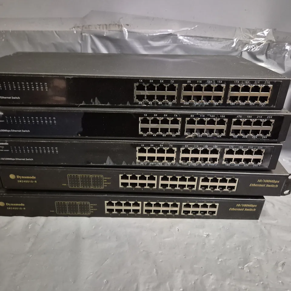 LOT OF 5 UNBOXED DYNAMODE 24-PORT 10/100MBPS ETHERNET SWITCHES