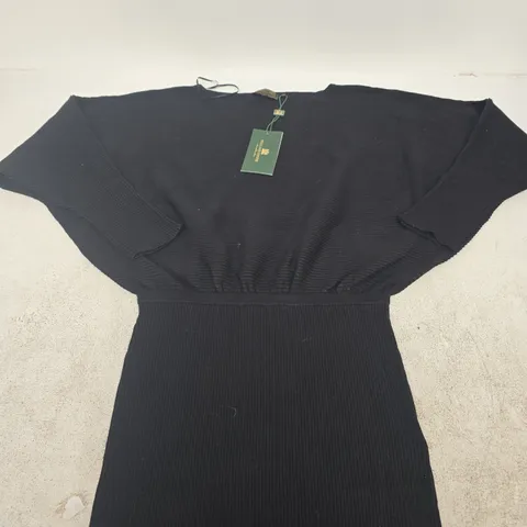 HOLLAND COOPER LEYLA KNITTED DRESS, BLACK, UK SIZE S