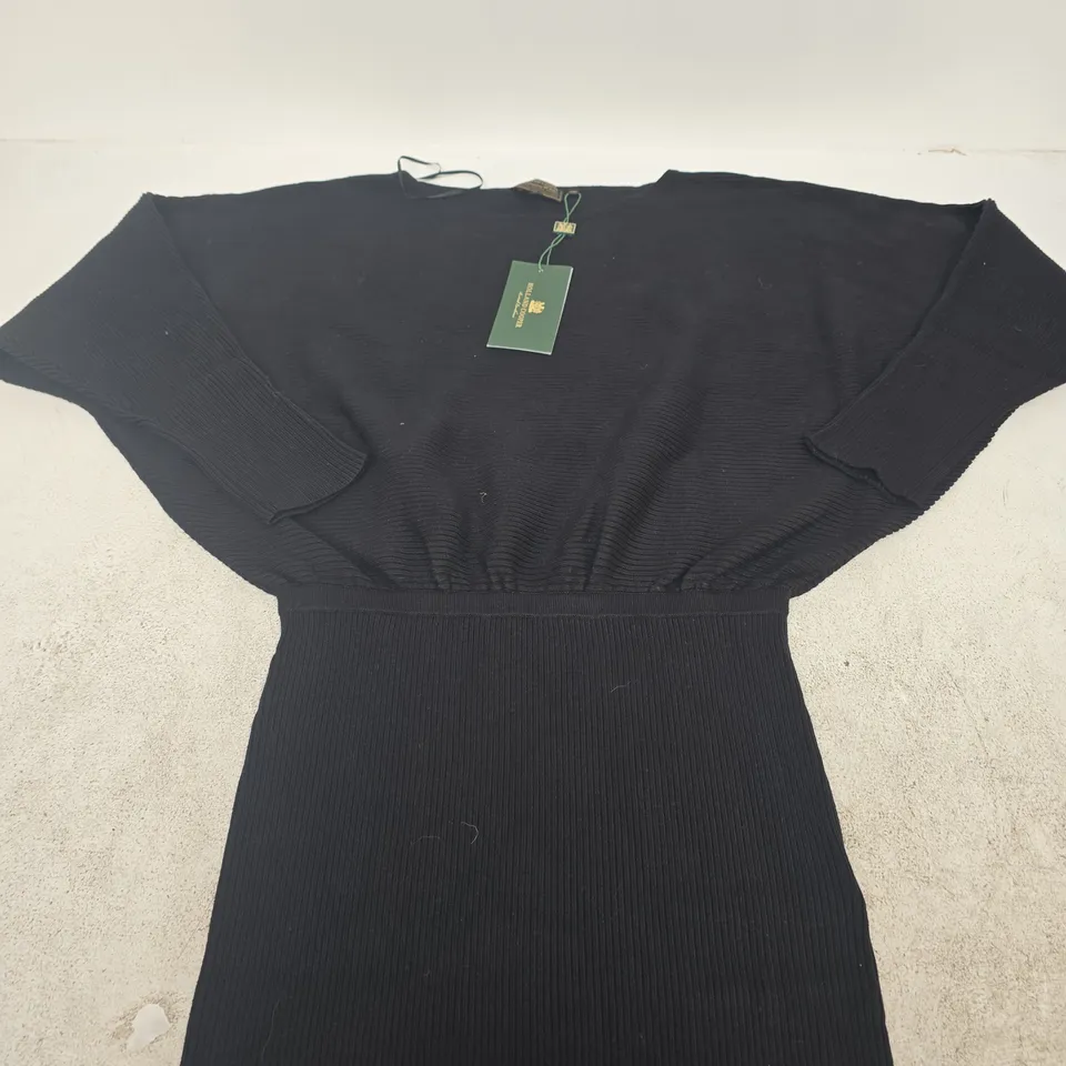 HOLLAND COOPER LEYLA KNITTED DRESS, BLACK, UK SIZE S