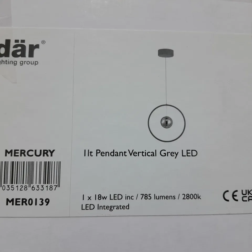 BRAND NEW BOXED DAR 11t PENDANT VERTICAL GREY LED LIGHT