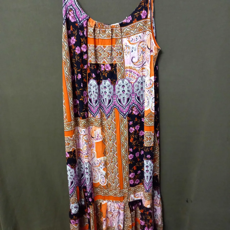 EVANS TIERED PATCHWORK DRESS IN MULTCOLOUR - SIZE 20