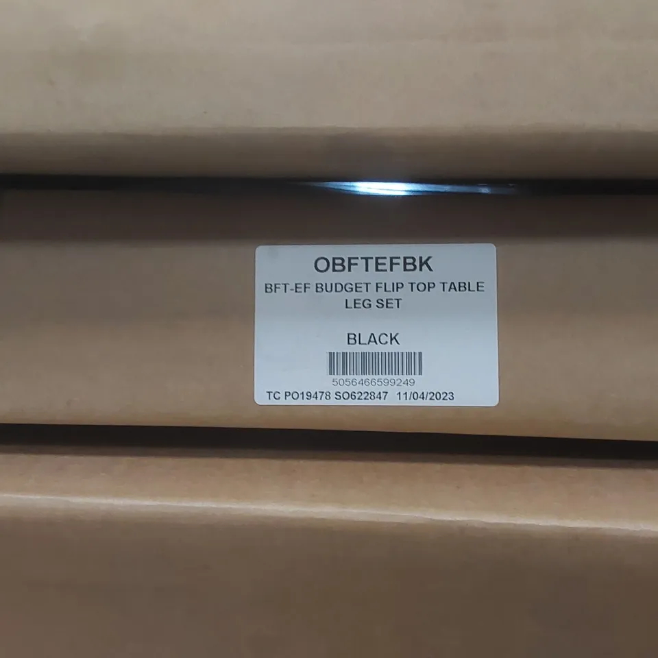 PALLET CONTAINING A LARGE ASSORTMENT OF BRAND NEW OFFICE FURNITURE PARTS TO INCLUDE: FLIP-TOP TABLE LEG SETS, BENCH TOPS ECT