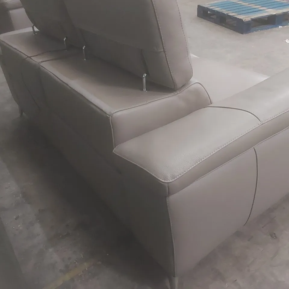 QUALITY DESIGNER ITALIAN MADE FLAVIO 2 SEATER ELECTRIC RECLINER LEATHER SOFA - DOVE GREY