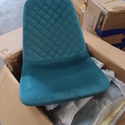 BOXED VELVET DINING CHAIRS (SET OF 4) - DARK TEAL/BLACK LEGS (1 BOX)