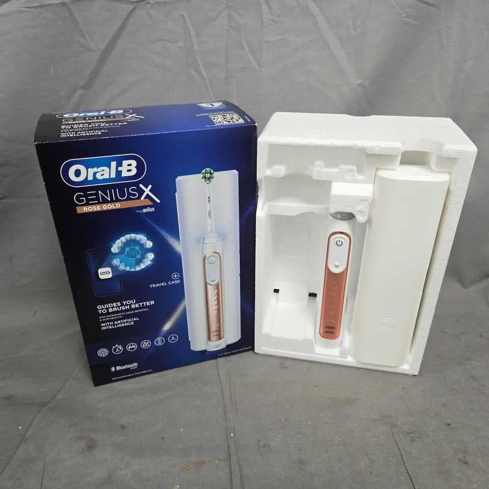 BOXED ORAL-B GENIUS X ROSE GOLD COLOUR TOOTHBRUSH