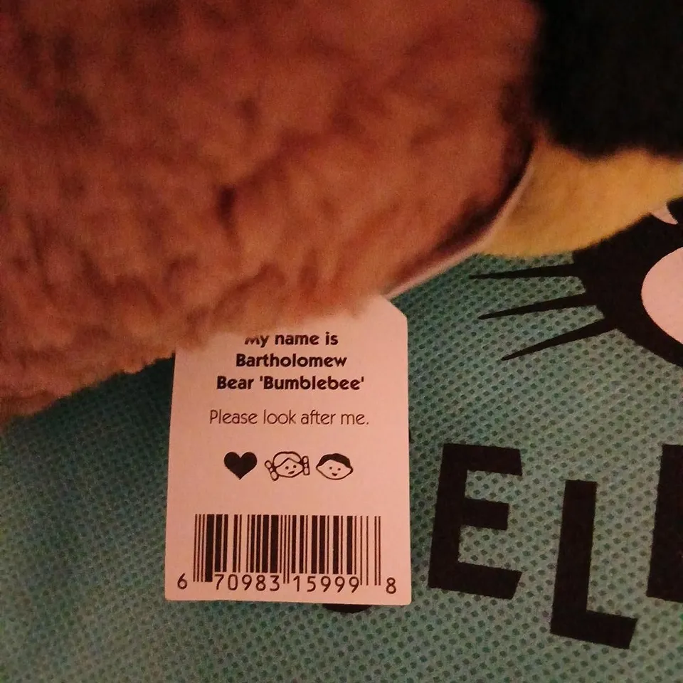 JELLYCAT LONDON BARTHOLOMEW BEAR 'BUMBLEBEE' PLUSH TOY