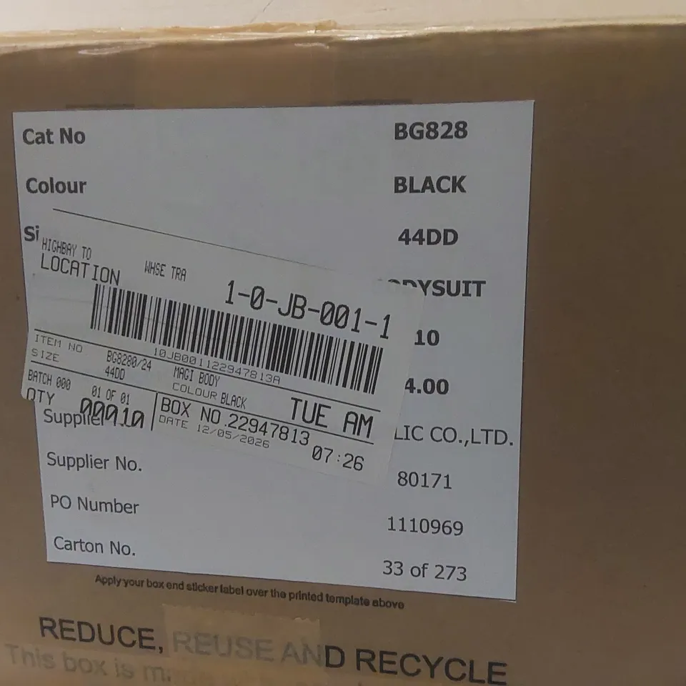 BOX CONTAINING APPROXIMATELY 10x BRAND NEW MAGISCULPT BLACK BODYSUITS - SIZE 44DD