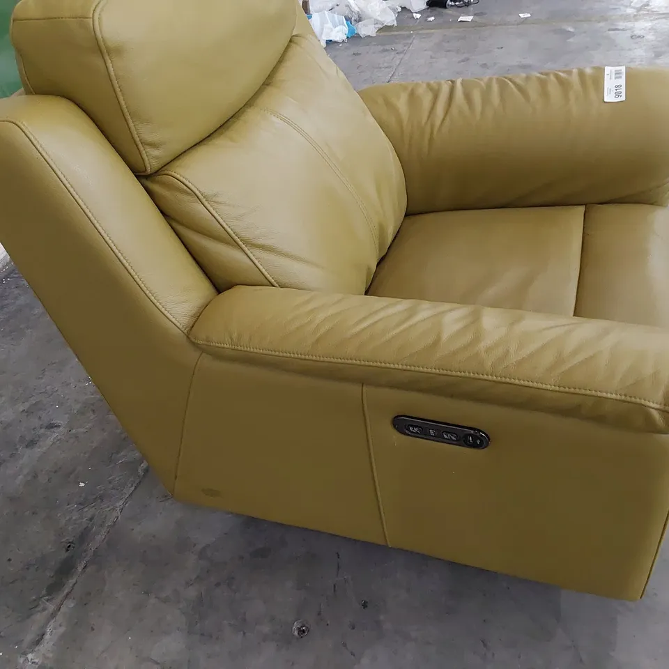 DESIGNER POWER RECLINING EASY CHAIR SAND LEATHER 