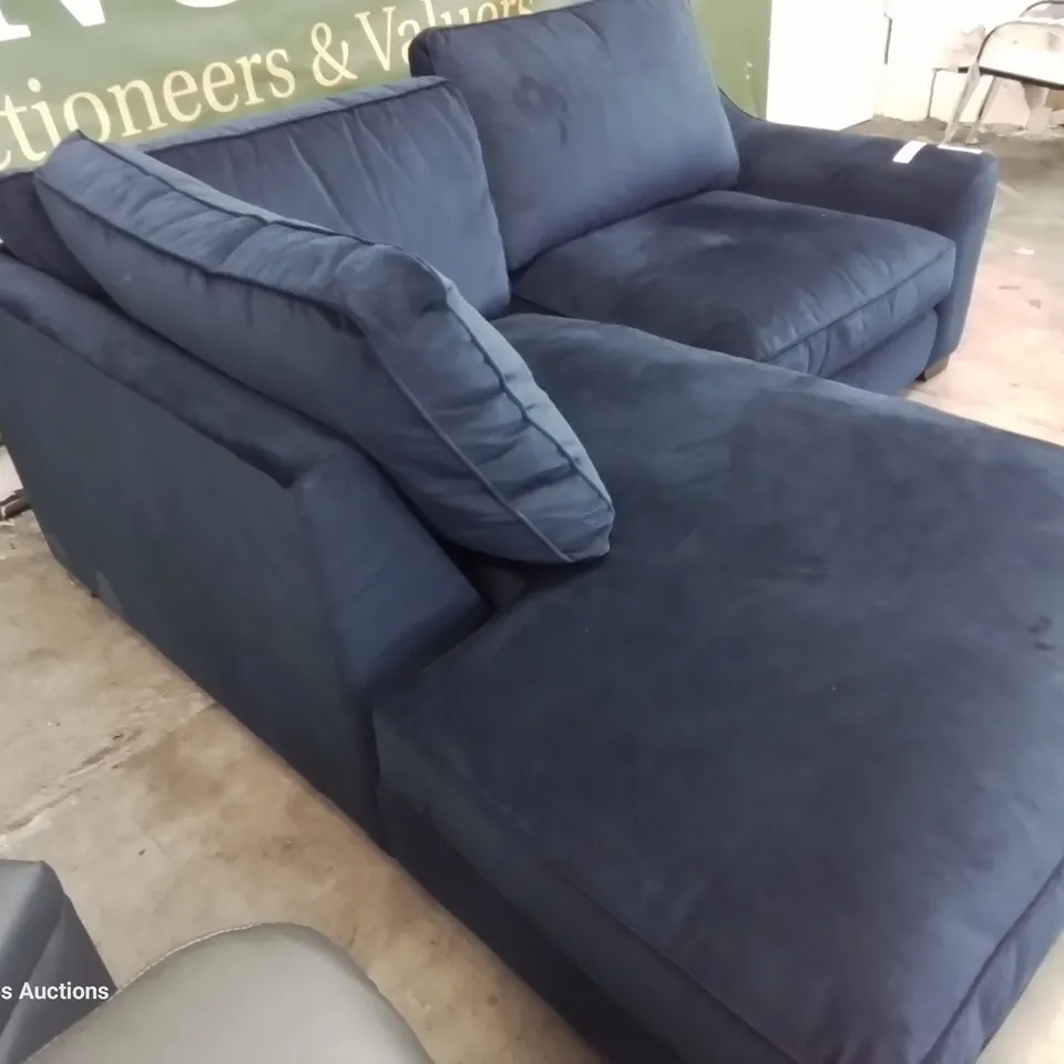QUALITY BRITISH DESIGNER & MANUFACTURED LOUNGE Co. ISOBEL CHAISE SOFA MIDNIGHT INDIGO FABRIC