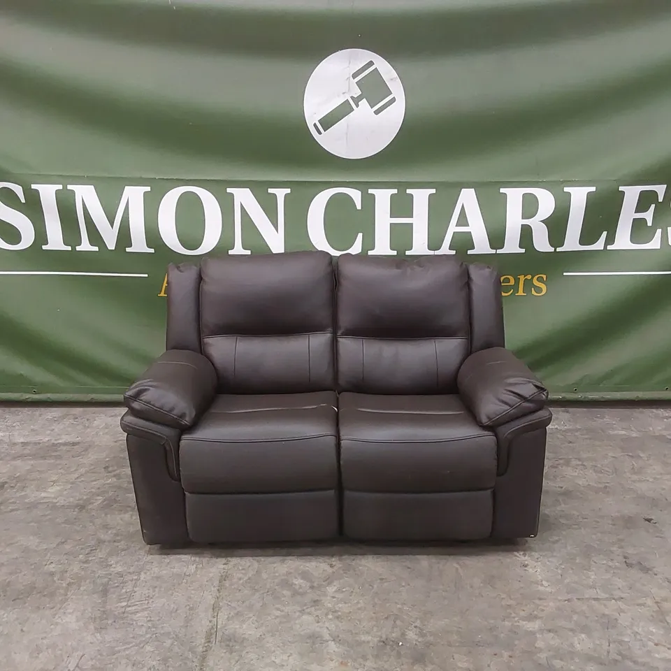 DESIGNER 2 SEATER MANUAL RECLINER FAUX LEATHER SOFA