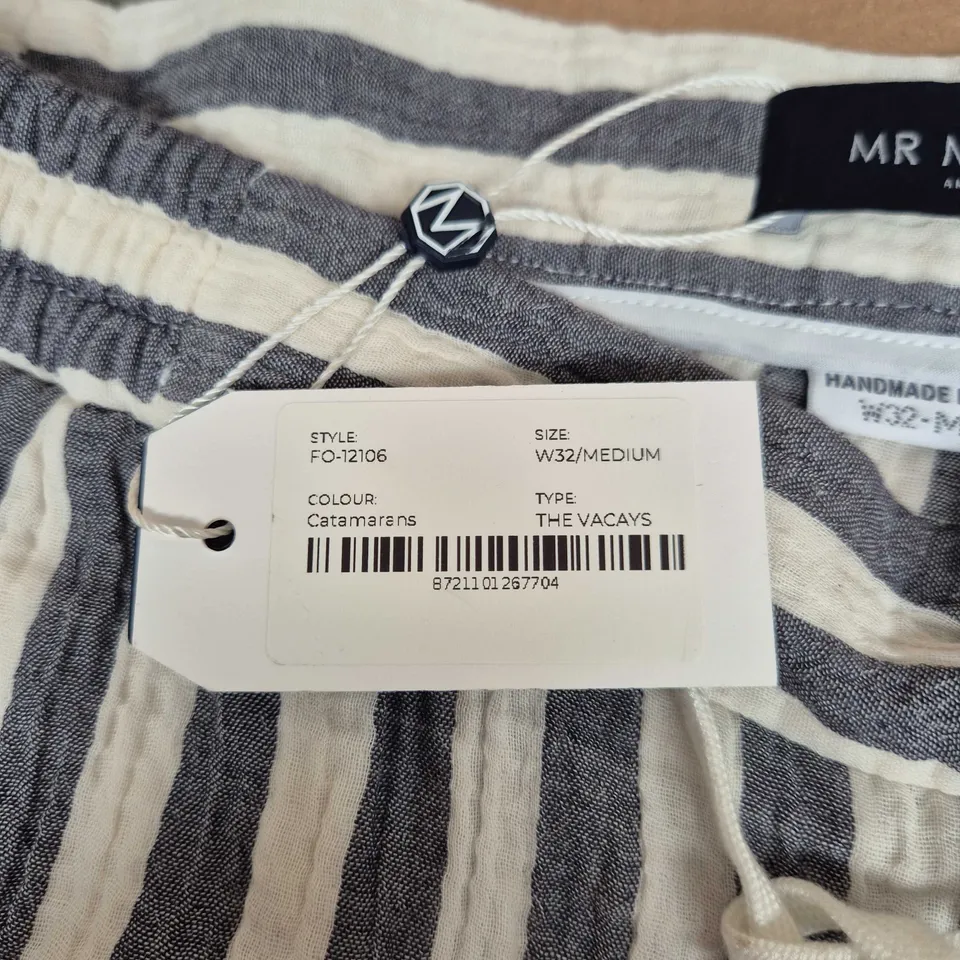 MR MARVIS THE VACAYS STRIPED LINEN TROUSERS – UK 32 (W32), MEDIUM, CATAMARANS