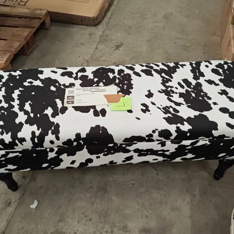 BRUNER COW SKIN DESIGN STORAGE OTTOMAN BENCH