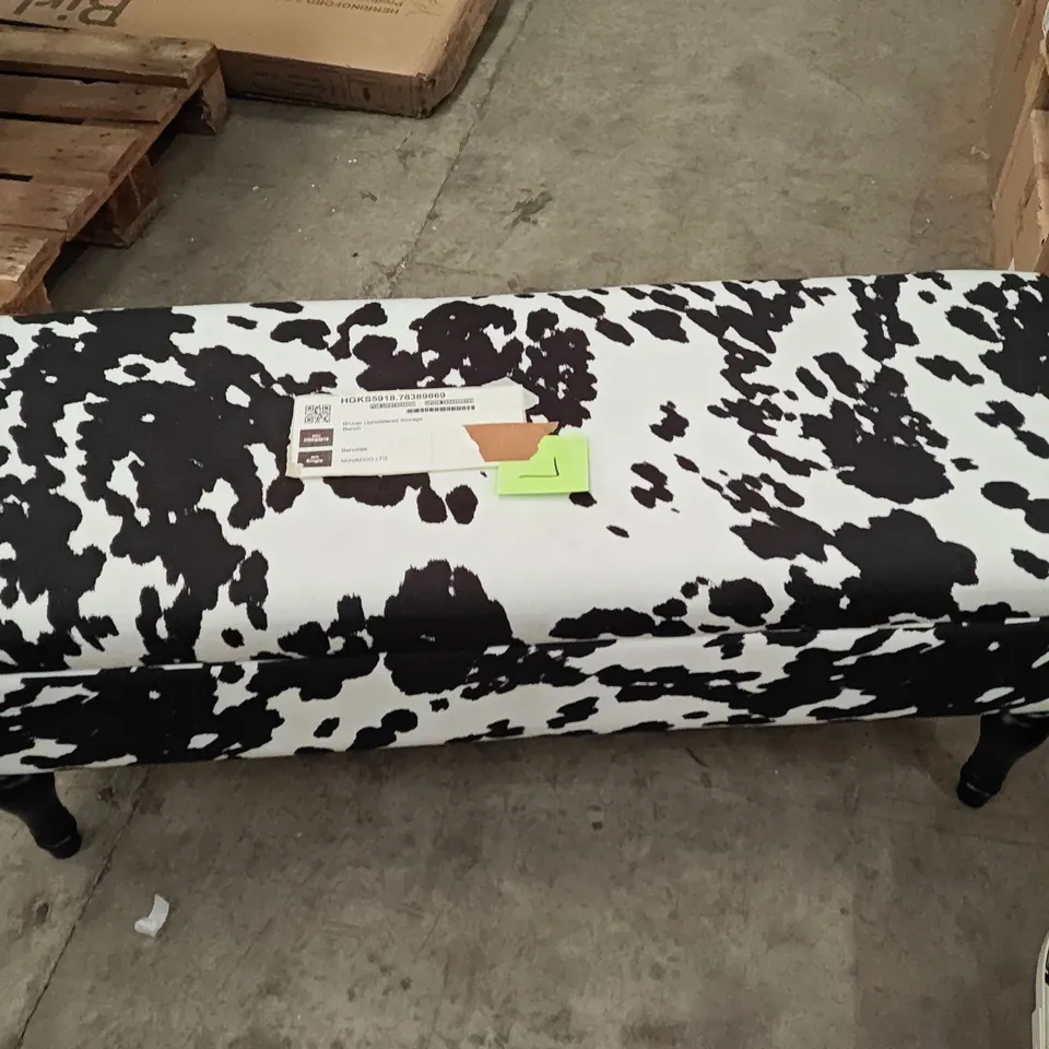 BRUNER COW SKIN DESIGN STORAGE OTTOMAN BENCH