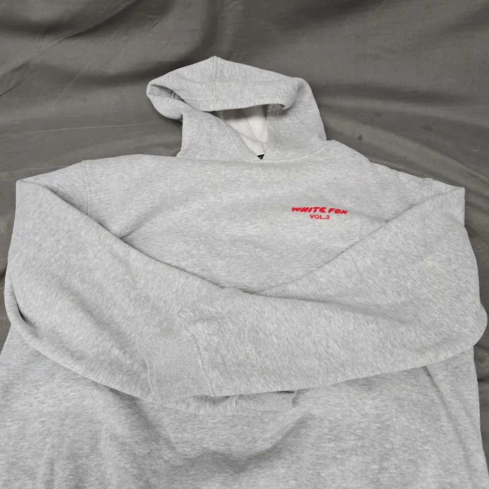 WHITE FOX GREY HOODIE WITH RED 'WHITE FOX VOL.3' LOGO SIZE XXL