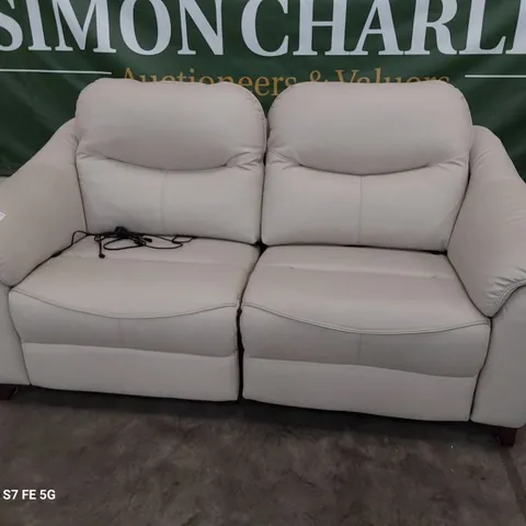 QUALITY BRITISH DESIGNER G PLAN JACKSON POWER RECLINING THREE SEATER SOFA CAPRI STONE LEATHER