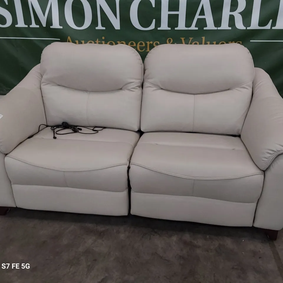 QUALITY BRITISH DESIGNER G PLAN JACKSON POWER RECLINING THREE SEATER SOFA CAPRI STONE LEATHER 