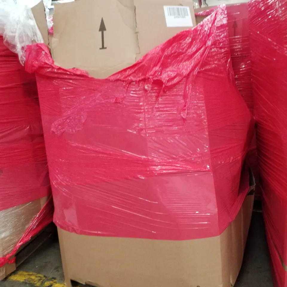 PALLET OF ASSORTED PRODUCTS INCLUDING TOILET SEAT COVER, LARGE CAT WINDOW PERCH, GARDEN SPRINKLER, MESH CHAIR, PICTURE FRAME, DOOR MAT