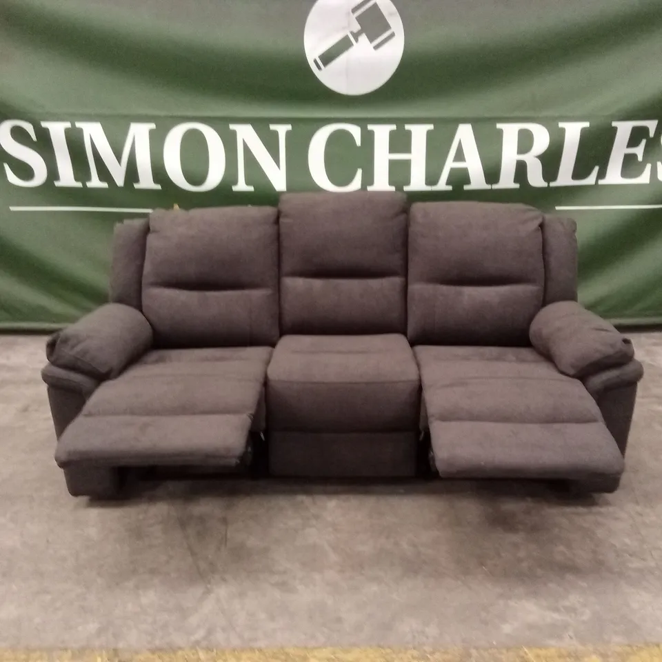 ALBION CHENILLE 3 SEATER HIGH BACK MANUAL RECLINER SOFA - CHARCOAL RRP £679
