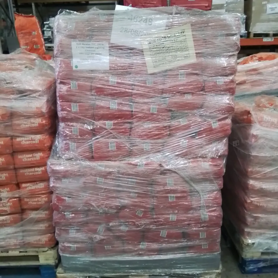 PALLET TO CONTAIN APPROXIMATELY 100 BAGS OF 2 IN 1 INSTANT LIGHT LUMPWOOD BARBECUE CHARCOAL 